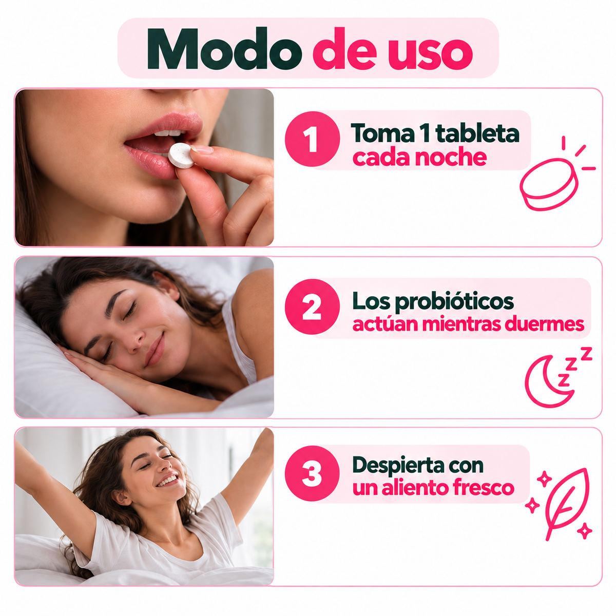 Tabletas Probióticas Orales | Elimina las bacterias que causan el mal aliento